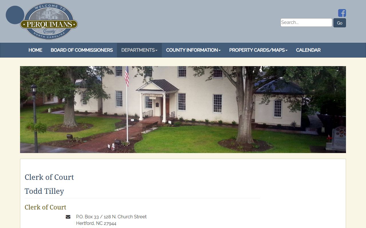 Perquimans County Clerk of Superior Court records contact page