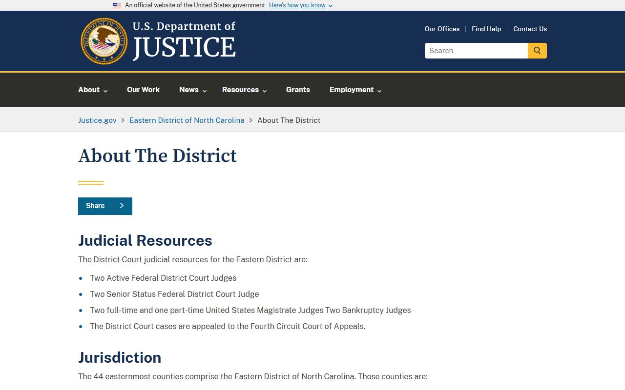 Perquimans County arrest records and court charges federal district jurisdiction