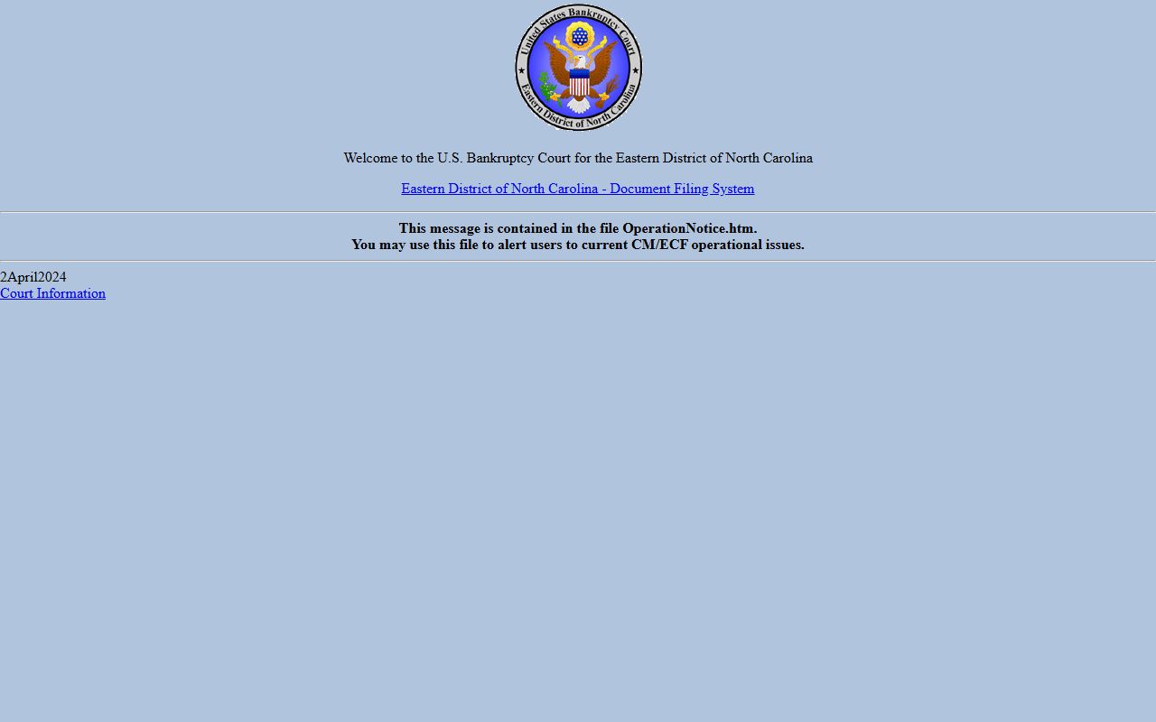 Perquimans County court dockets federal bankruptcy ECF distinction