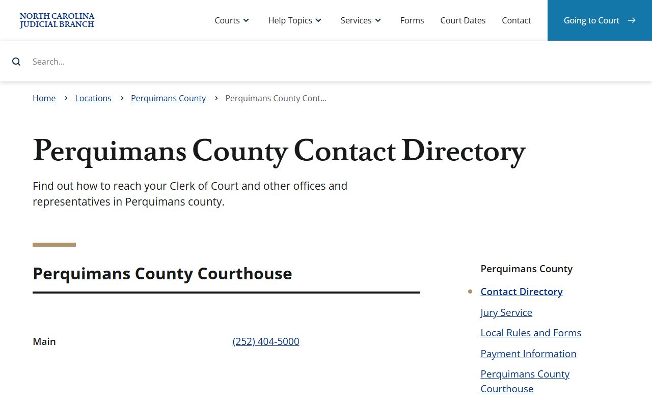 Perquimans County court dockets contact directory