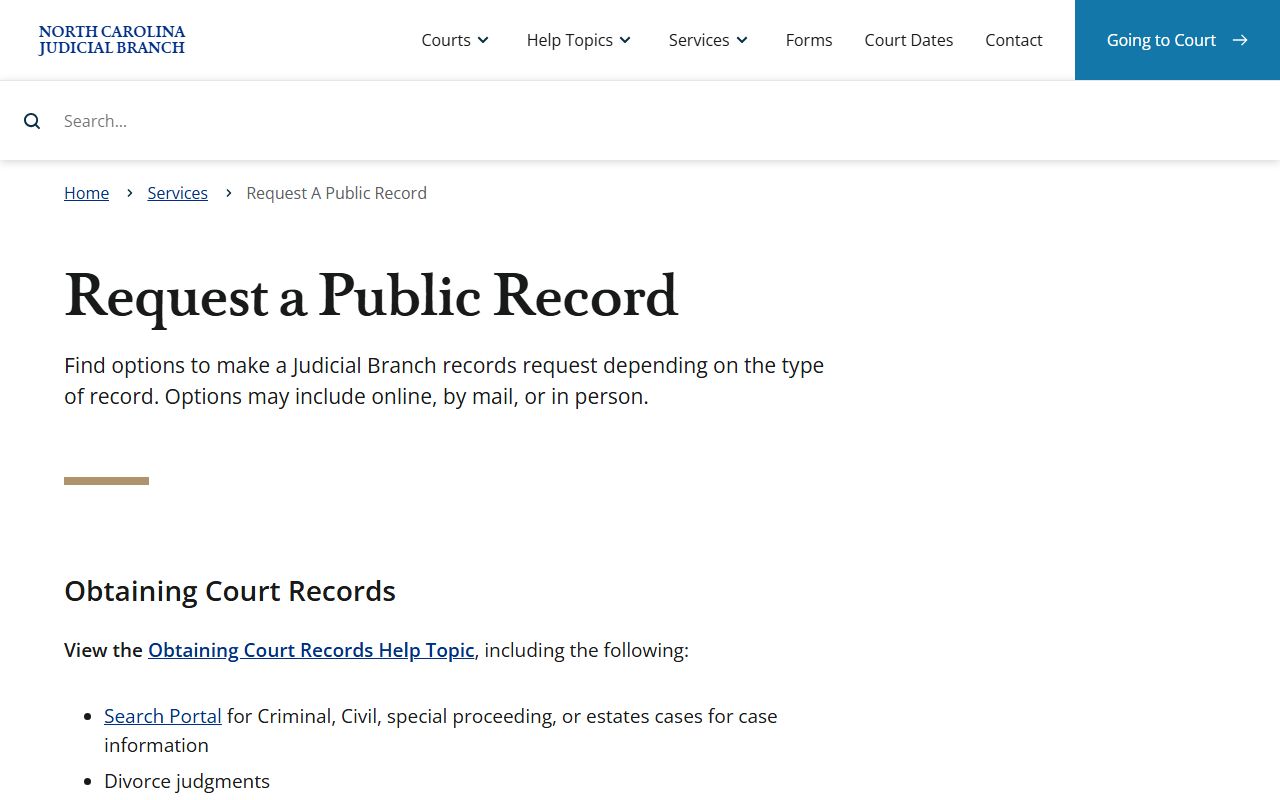 Perquimans County court records public record request routing