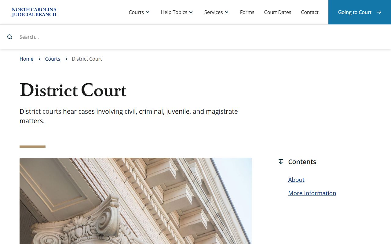 Perquimans County District Court records jurisdiction page