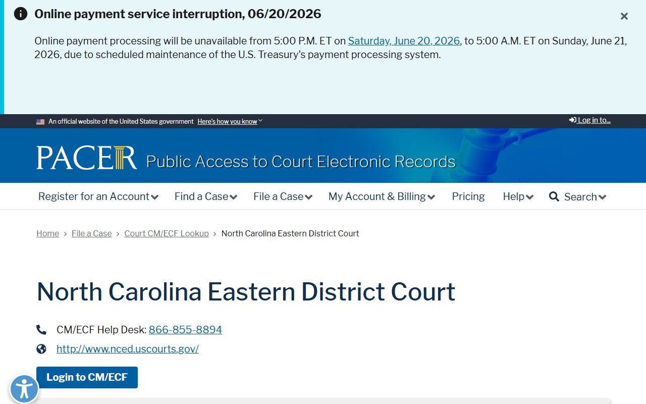 Perquimans County federal court records PACER EDNC lookup
