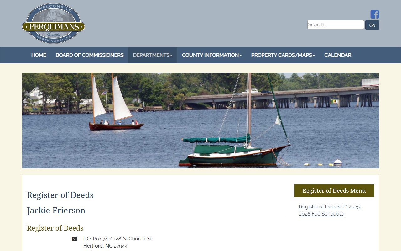 Perquimans County marriage records Register of Deeds page