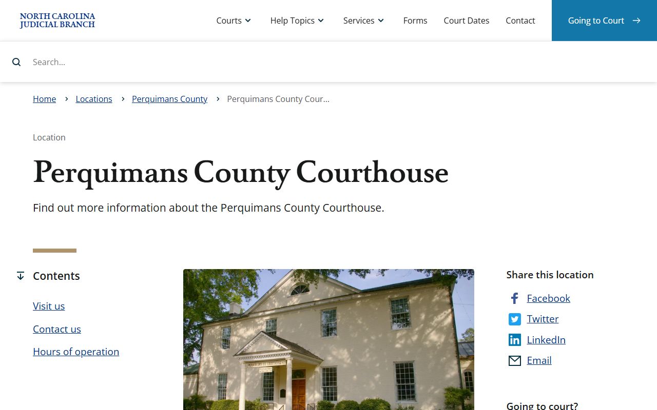 Perquimans County court records courthouse contact page