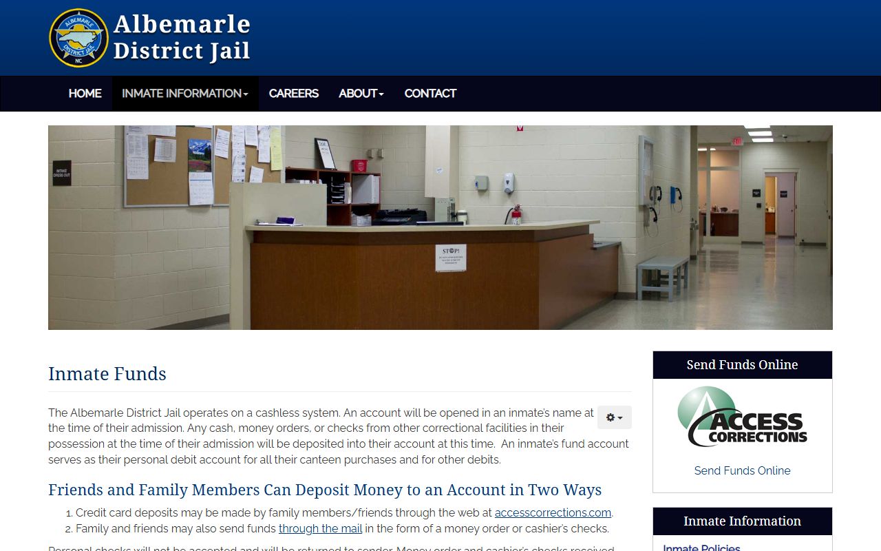 Perquimans County inmate funds and Access Corrections deposits